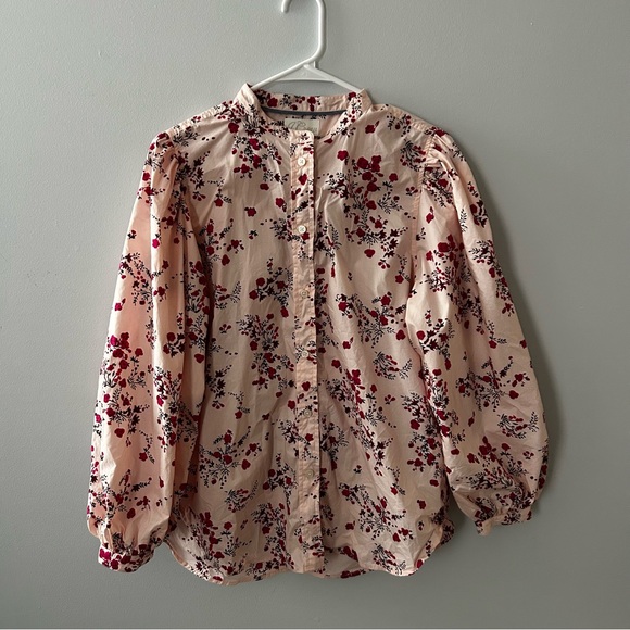 J. Crew Classic-fit collarless puff sleeve shirt in budding floral Pink Size 12 - Picture 5 of 13